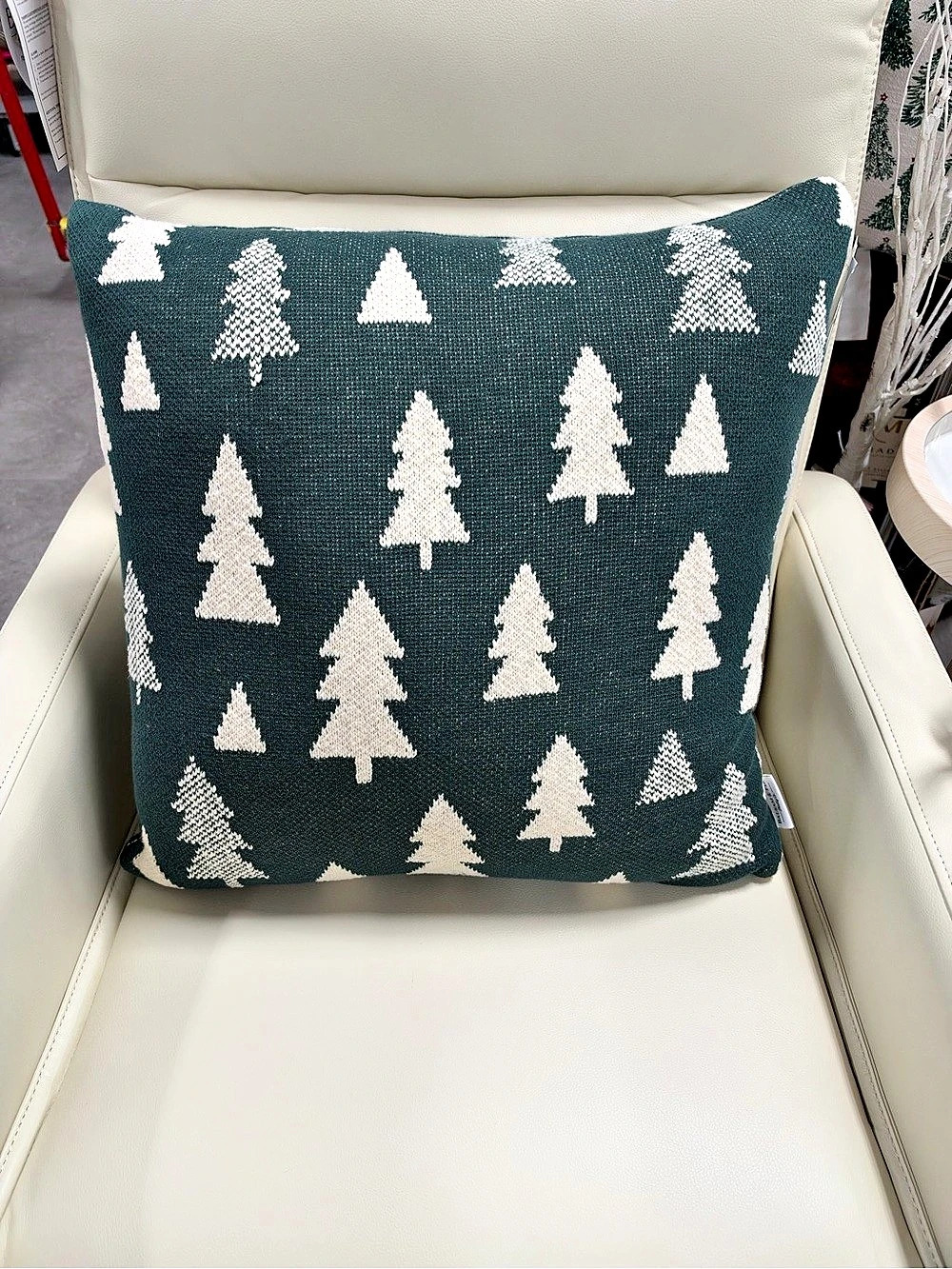 Balsam & Fir Holiday Tree Accent Pillow NWT in Green & White